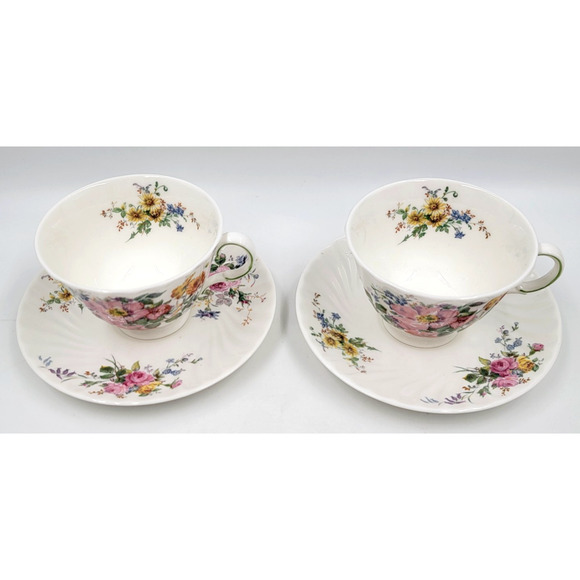 Royal Doulton Arcadia H4802 Cup & Saucer Set Floral Bone China England Set of 2 - Picture 3 of 12